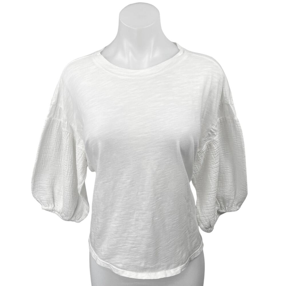 Anthropologie Velvet by Graham & Spencer Margot White Knit Shirt Blouse Top M